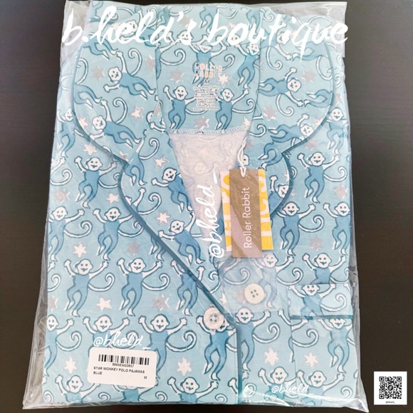 Roller Rabbit Star Monkey Polo Pajamas in Blue Size Medium (M) Brand New NWT - Picture 16 of 17